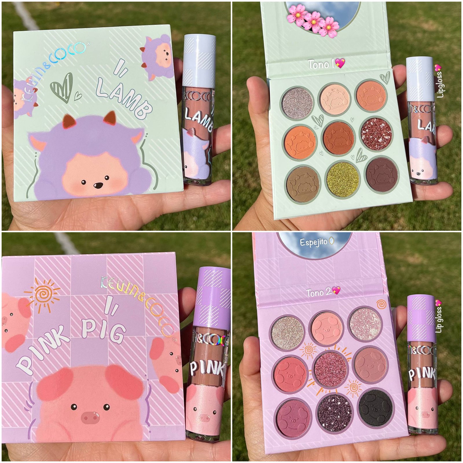 PALETA DE SOMBRAS + LIP GLOSS 🍒 KEVIN Y COCO 🙊 
