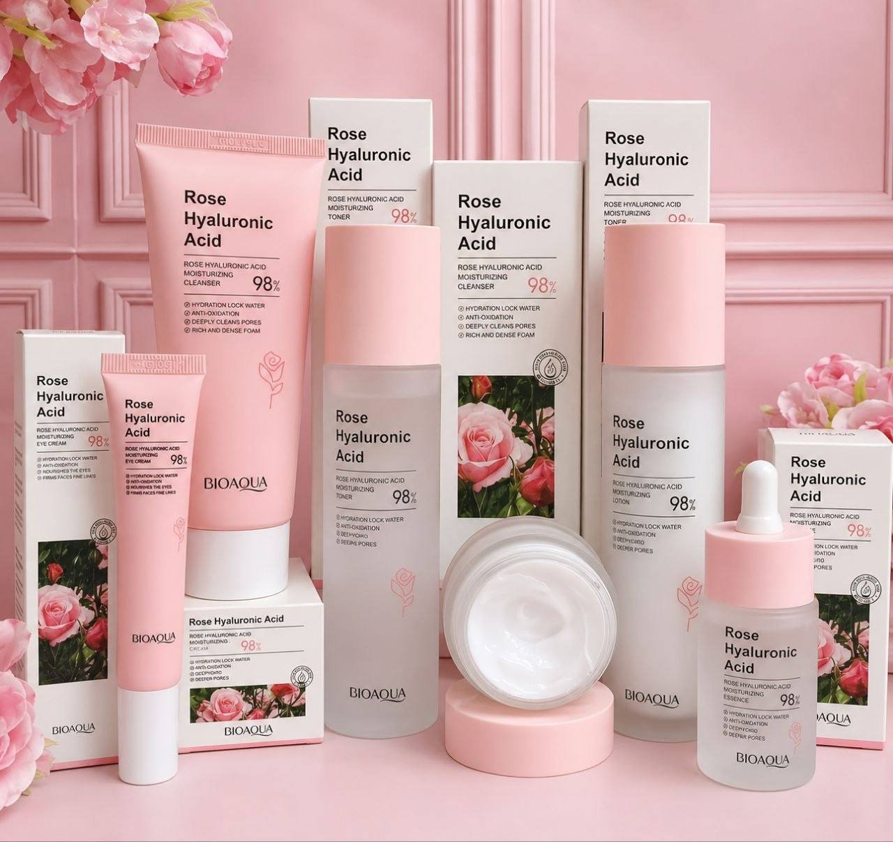  Rutina de Skincare Completa🌸 De rosas y ácido hialuronico bioaqua🤩